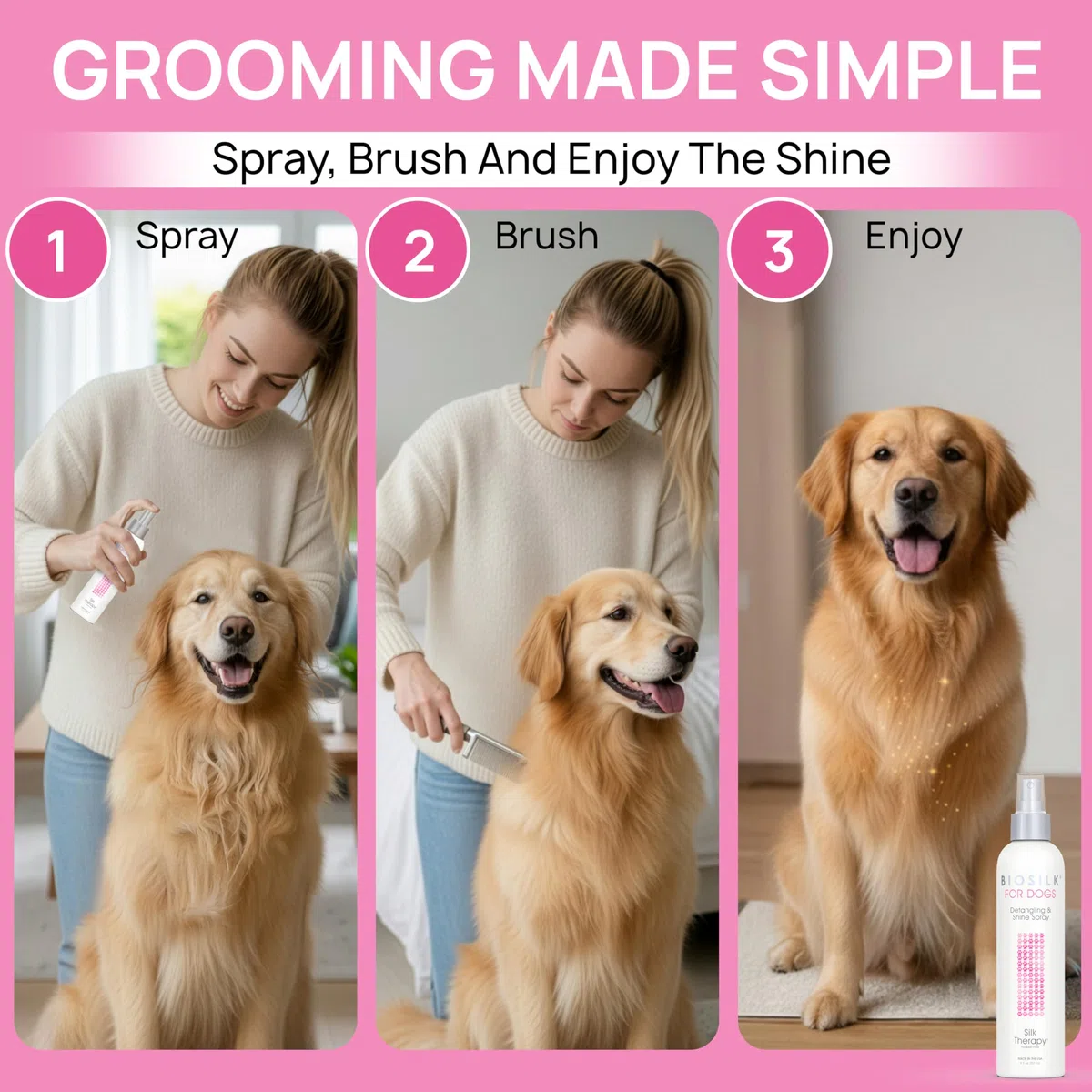 BioSilk Dog Detangling & Shine Protecting Mist 8oz-