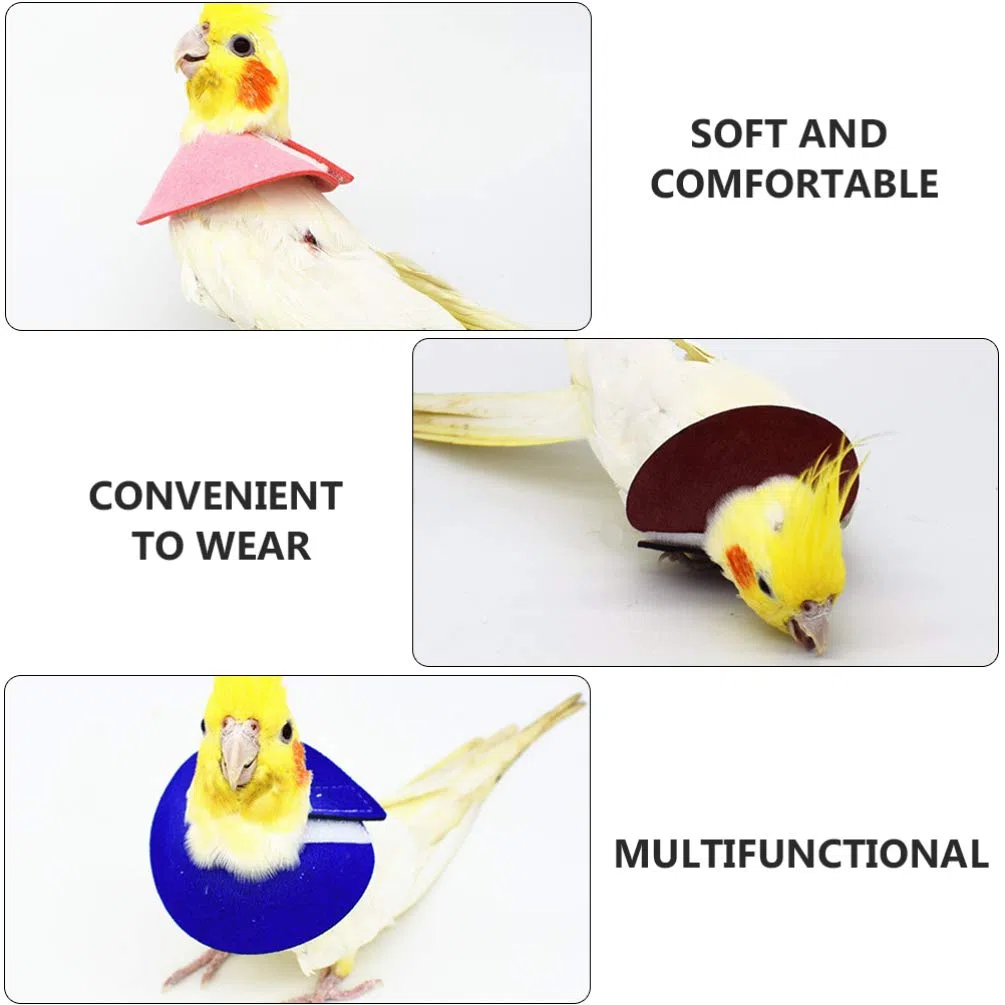 ULTECHNOVO Collar De Recuperación para Pájaros Pequeños Ajustable Anti Mordeduras Y Anti Lamidos para Loros Protector De Cuello para Cuidado Y Recuperación De Lesiones 4 Piezas