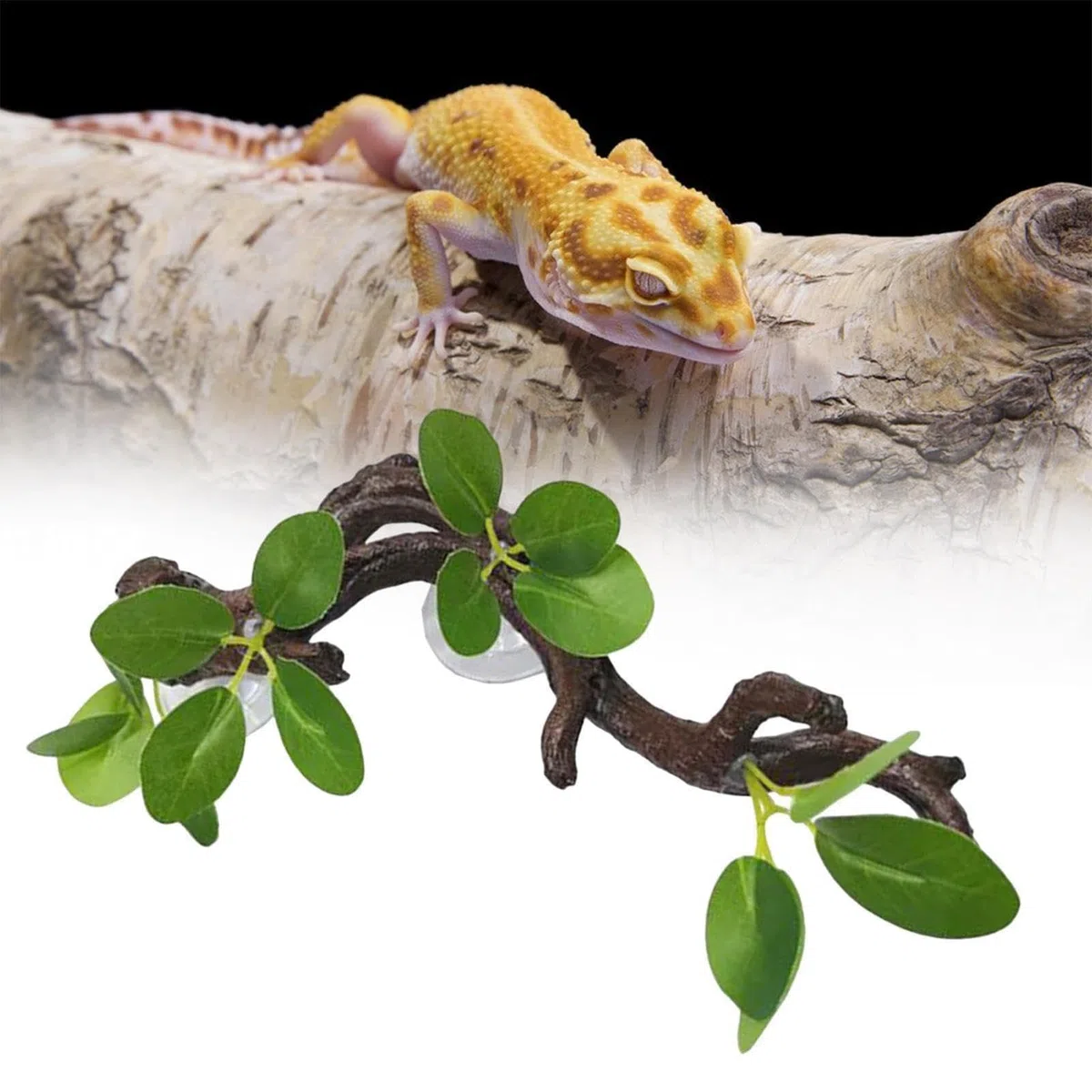 Árbol de Reptiles, Tronco de Reptiles con Ventosa, decoración de Jaula de camaleón, decoración de terrario de Serpiente, Accesorios de Tanque de para Dragones barbudos