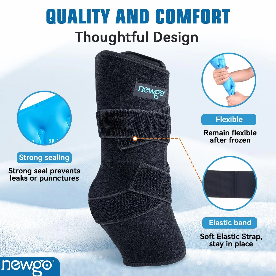 NEWGO Polainas de refrigeración para Caballo, Reutilizables, para Lesiones, para la Rodilla, 2 Vendaje con 4 acumuladores de frío para Botas y pezuñas (2 Unidad)