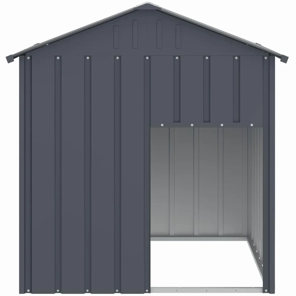 vidaXL Caseta para Perros, Perrera con Tejado Puerta, Casa para Animales, Jaula para Jardín Patio, Acero Galvanizado Gris 117x103x123 cm