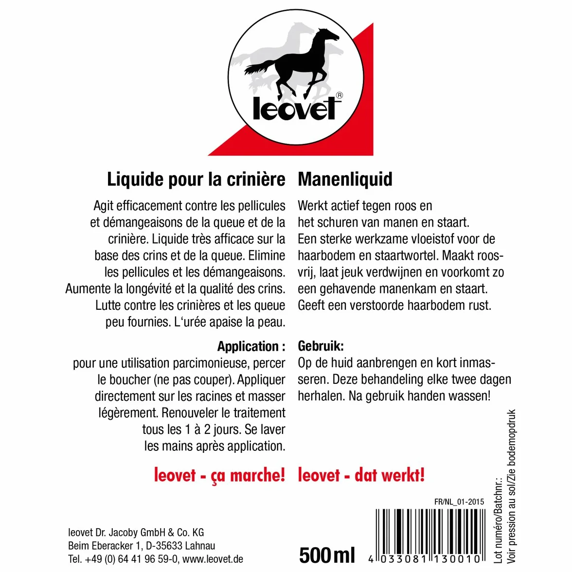 LEOVET Mähnenliquid für Pferde | 500 ml | Ergänzungsprodukt für die Haarpflege | Mit Harnstoff & Bio-Schwefelfluid