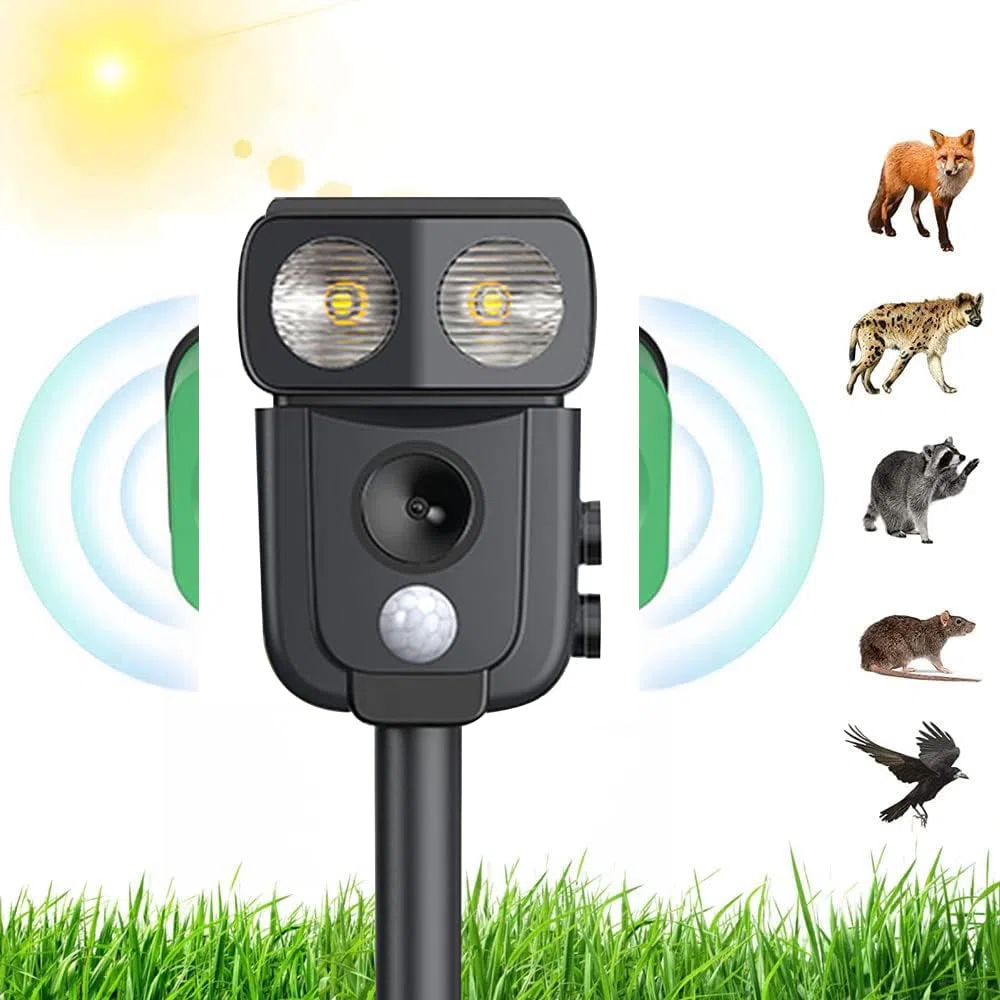 Repelente Gatos,USB,Repelene de Animales al Aire Libre como Gatos, Ratas, Perros, Aves, Zorros,Solar Ultrasónico Repelente para Gatos,Outdoor Repeller para Los Animales