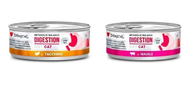 Disugual Dieta Gato Digestión Low Fat | Necesidades Nutricionales Especiales | Varios Sabores y Mezclas | (12x85Gr, 6X Pavo 6X Cerdo)