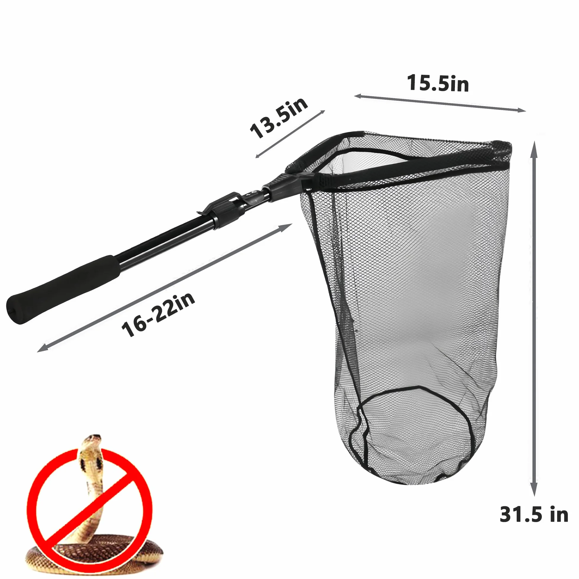 Red de captura de serpientes con mango telescópico, herramientas para manipular serpientes y reptiles, quitar y atrapar serpientes en la bolsa de red