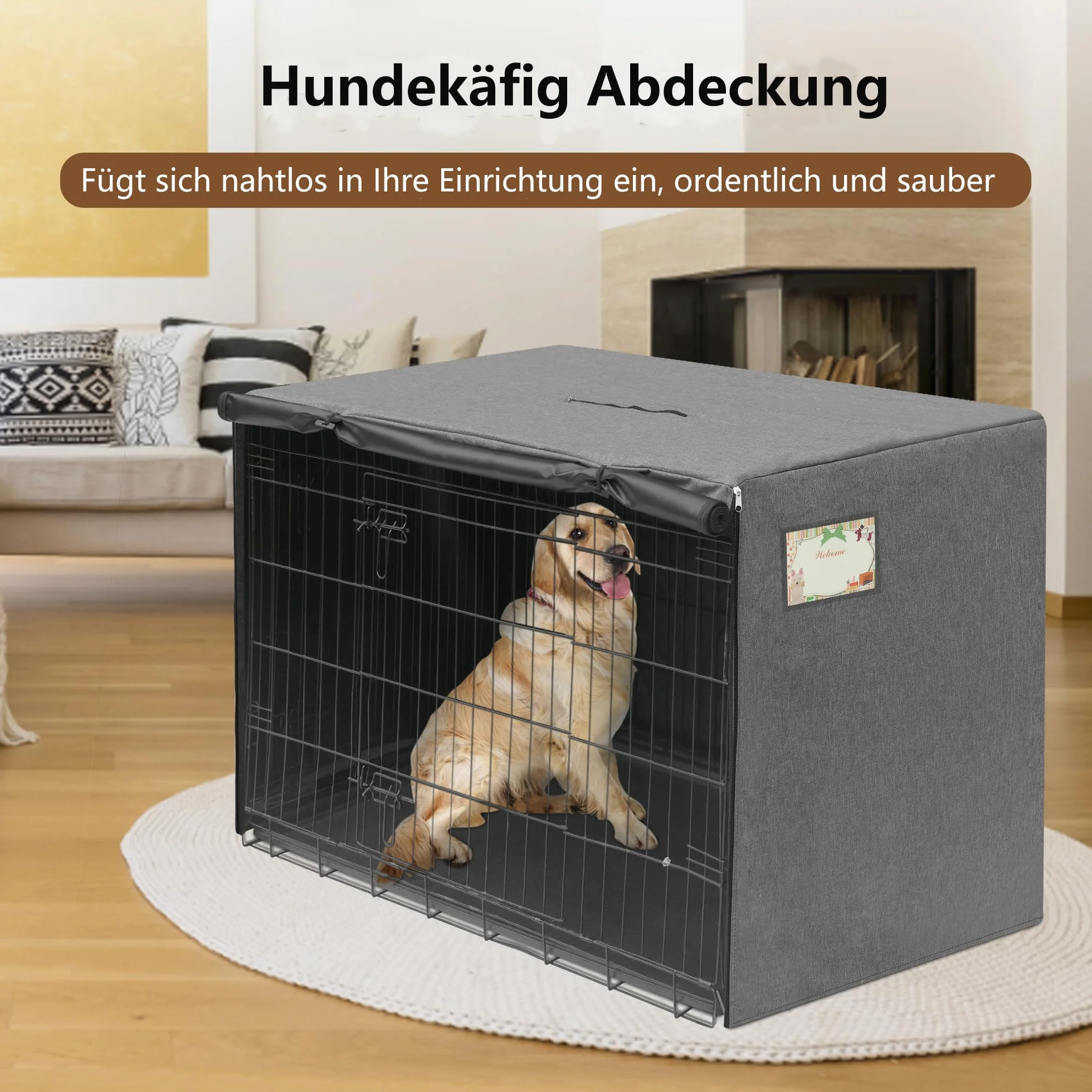 HiCaptain Cubierta para Jaula de Perro, Duradera, Resistente al Viento, Transpirable y Resistente al Agua, para Interiores y Exteriores, Gris