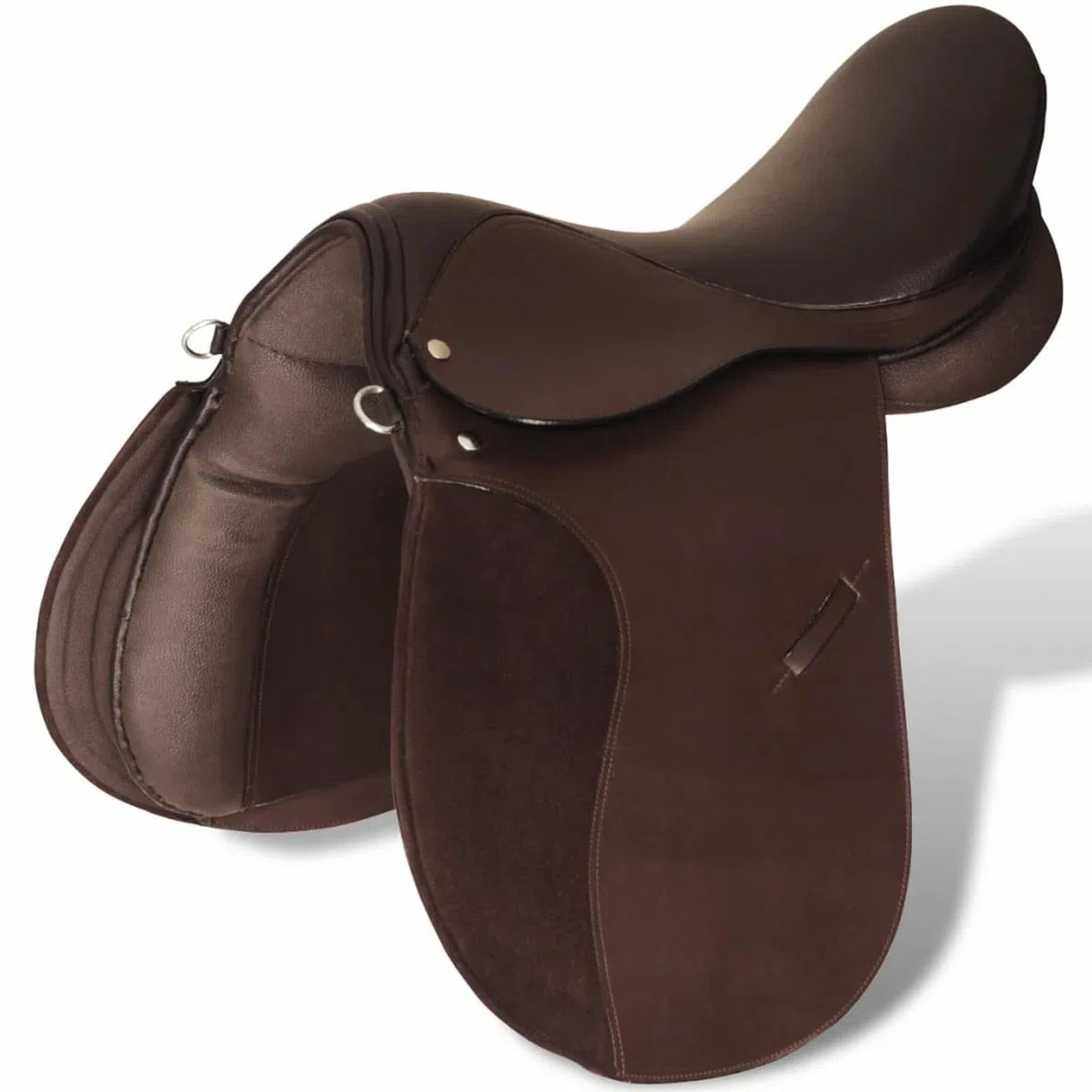 Homgoday Set de Montura de Caballo de 17.5" y Cuero marrón 12 cm, 5 en 1