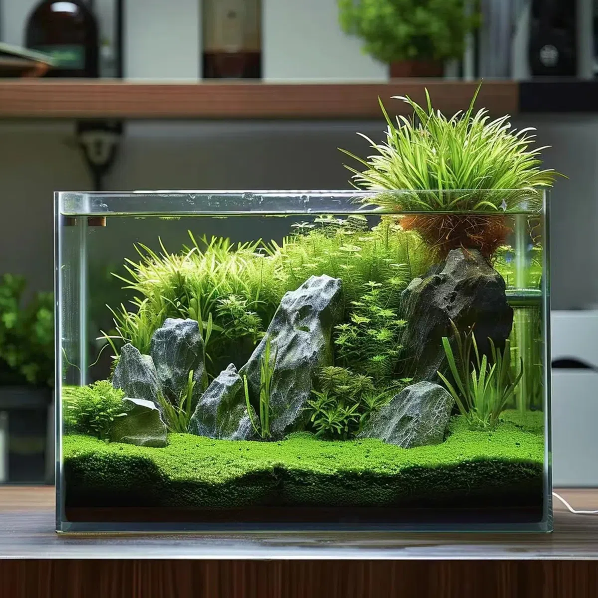 Vimvins tanque de peces de vidrio de 3 galones, acuario pequeño fácil de mantener para peces betta/dorados/caracoles/camarones y plantación acuática.