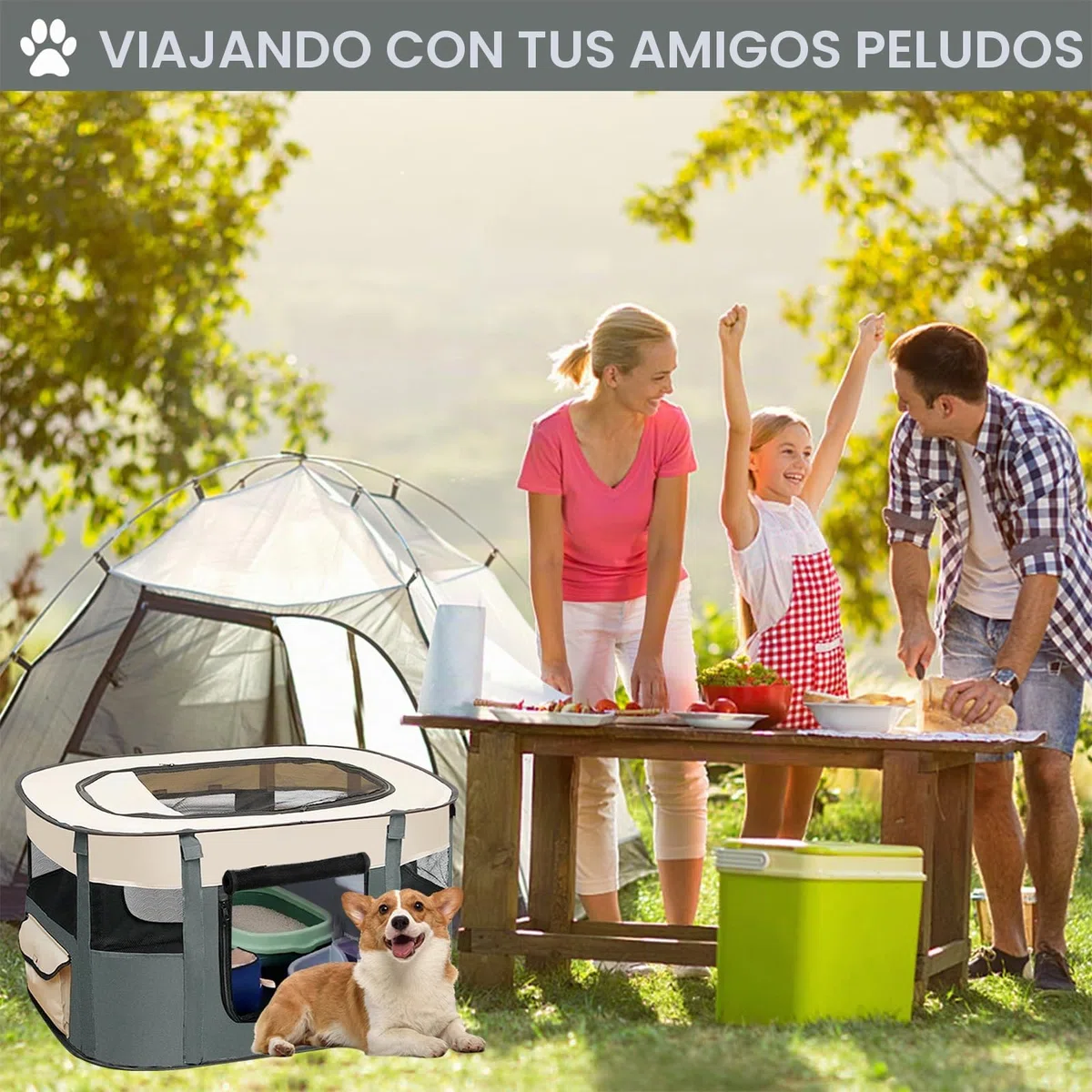 Parque Plegable y Portátil para Perros, Cachorros y Conejos - para Interiores, Tamaño M (Gris)