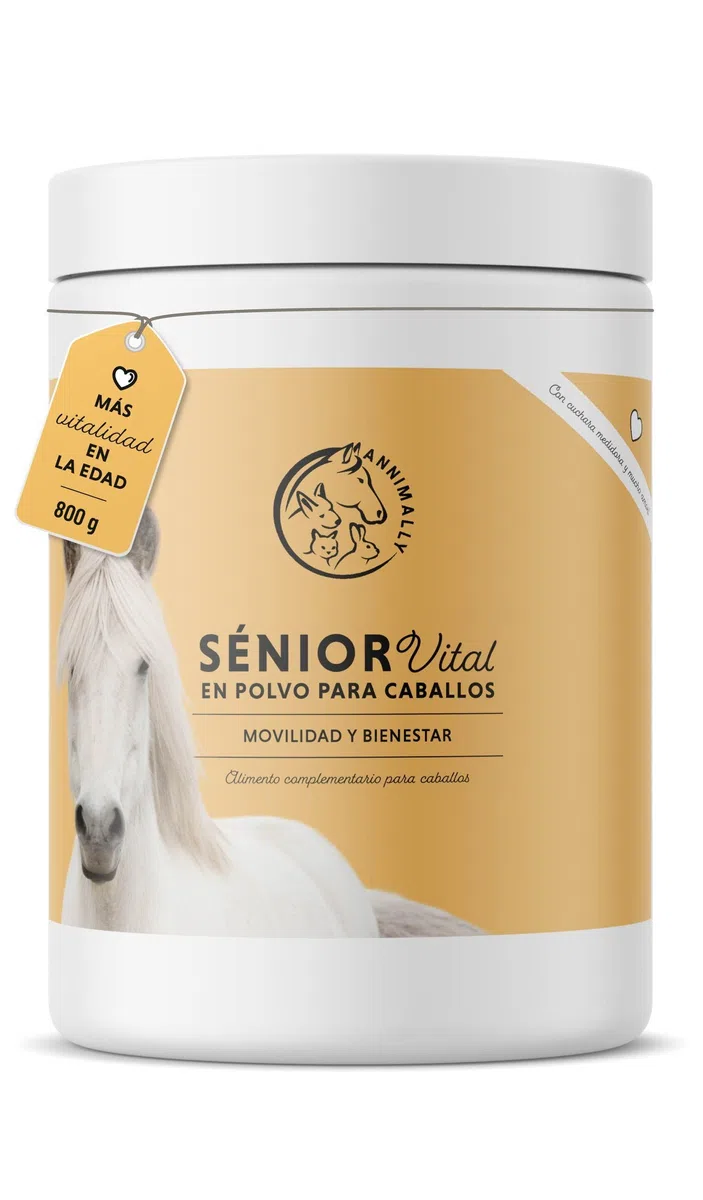 Annimally Senior Vital Polvo para Caballos con MSM, Semilla de UVA, Glucosamina, Garra del Diablo - Suplemento Senior para apoyar el corazón, la circulación, los Huesos y Las articulaciones