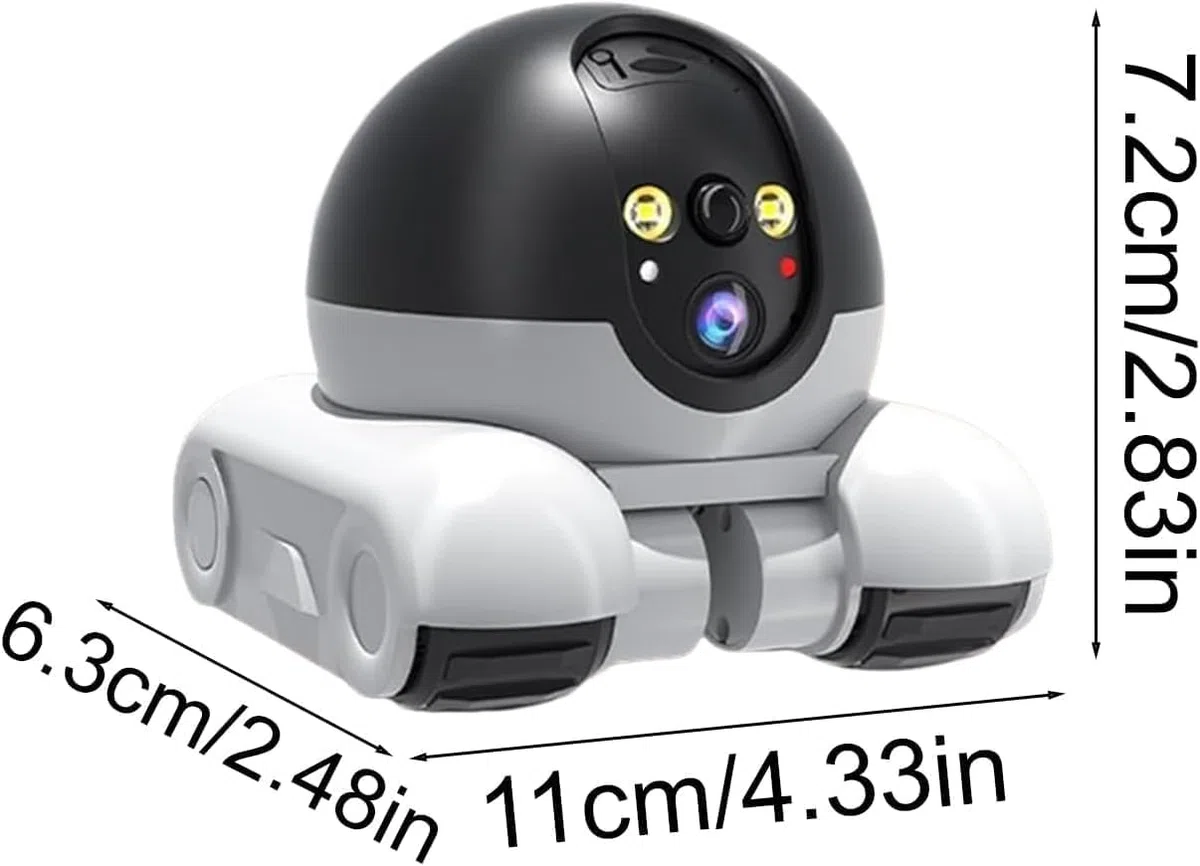 Robot de Cámara de Mascotas, Cámara de Seguridad Robot Wi-Fi Camera con Ruedas 1080P Doble Lens Control Remoto en Hogar Trabajo Mascotas