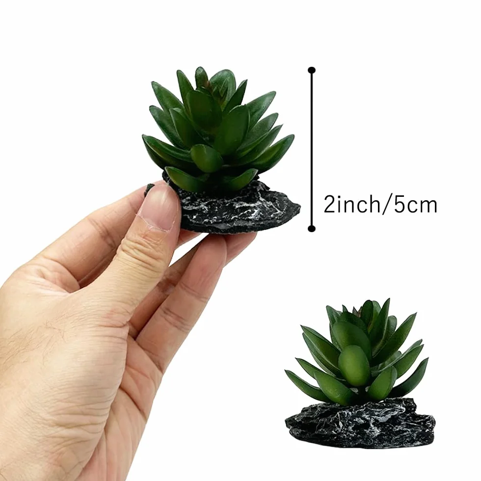 Plantas artificiales para reptiles, decoración de terrario suculentas, desierto, bosques, plantas, lagarto, dragón barbudo, camaleón, geco, serpiente, anfibio, hábitat, escondite, tortuga, accesorios