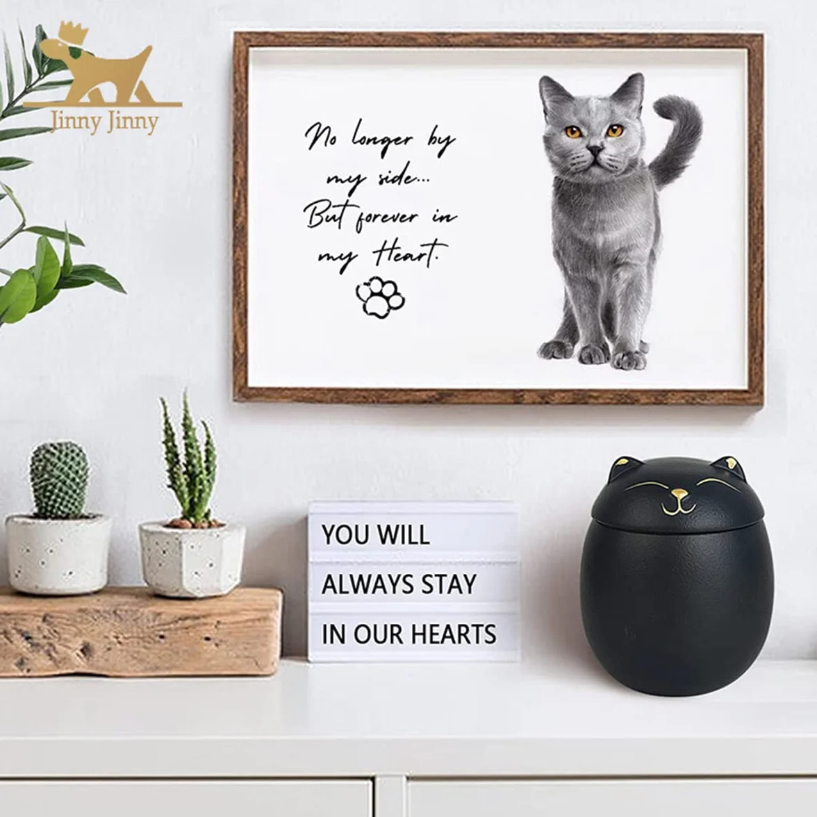 Urna para Cenizas de Gato, Forma de Gato Cremation de Forma Conmemorativa, urnas Decorativos artesanales, para Gato de urna de Gato funerarios,Blanco,500ML
