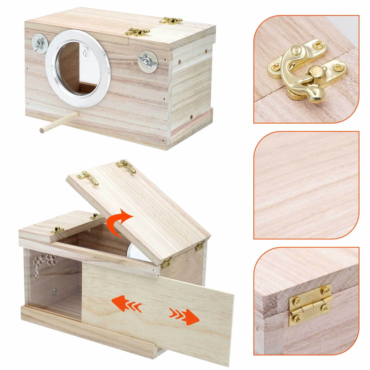 Caja nido de madera para pájaros, nido de cría de periquitos para tortolitos, caja de apareamiento para pájaros silvestres, jaula para periquitos, casa de cacatúas, gallineros