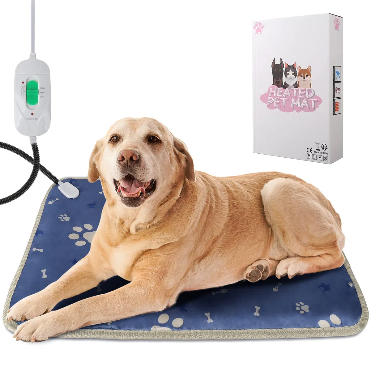 secretmotion Almohadilla térmica para Mascotas, para Gatos y Perros, Almohadilla térmica para Gatos, Manta térmica con Control de Temperatura, Manta térmica termostática con Cable para Masticar
