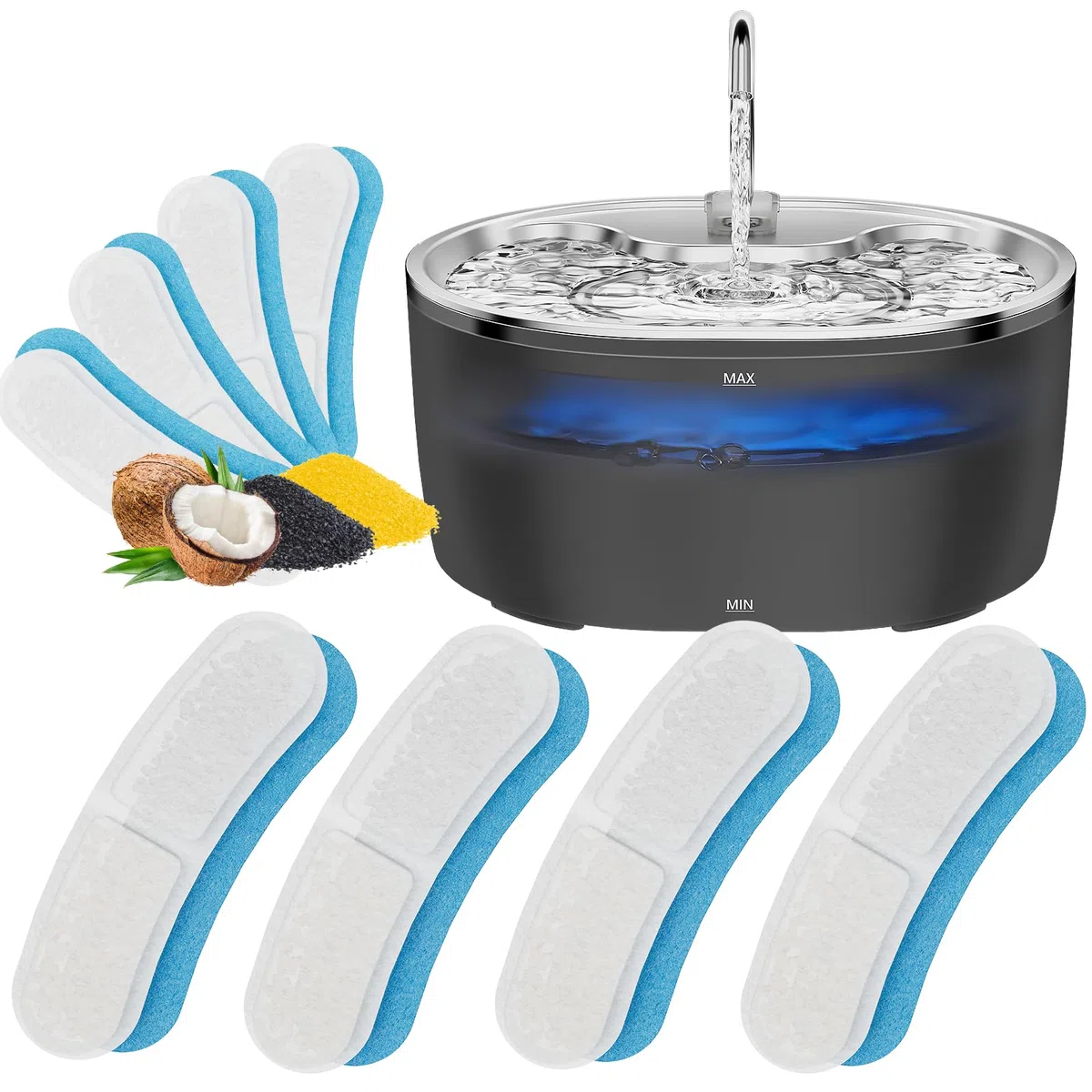 Modelo WF450 Filtros Fuente Especiales, Paquete de 4, Juego de 2 Meses, Filtros de Repuesto para Dispensadores de Agua Gatos,Apto Gatos Perros