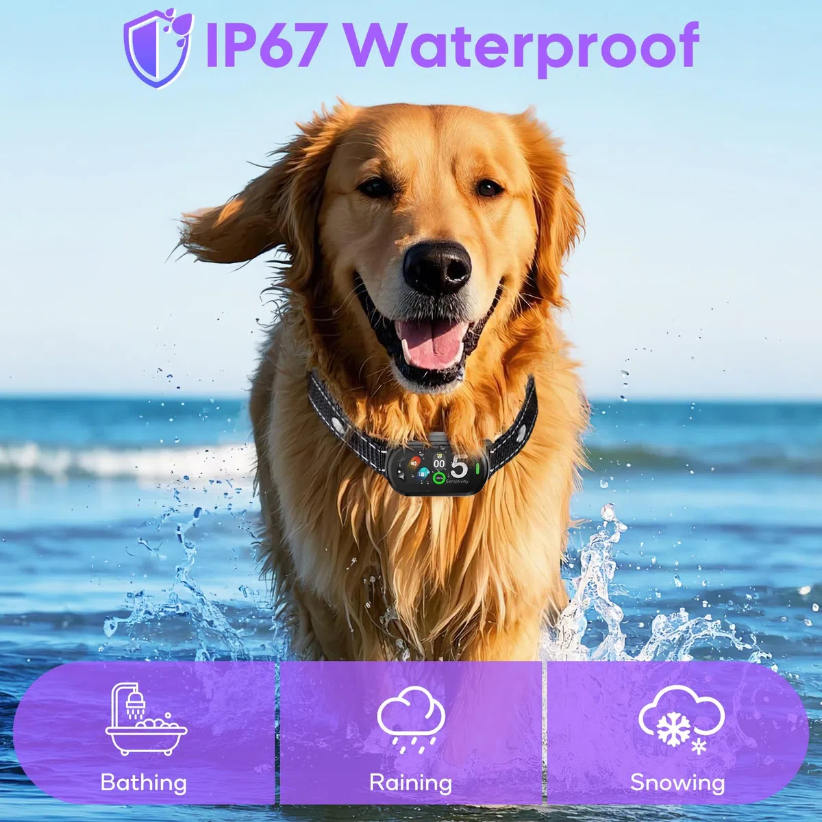 Collar Antiladridos Perros Grande Mediano Pequeño, Collar Adiestramiento para Perros 5-100lbs, 5 Niveles de Sensibilidad, 3 Modos de Sonido y Vibración, Resistente al Agua IP67 y Recargable