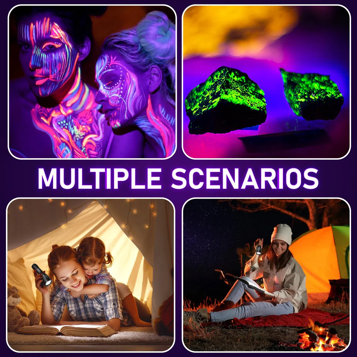 Linterna LED, linterna UV 2 en 1, luz ultravioleta Linternas LED de luz negra con iluminación de 500LM y 4 modos para ropa para mascotas