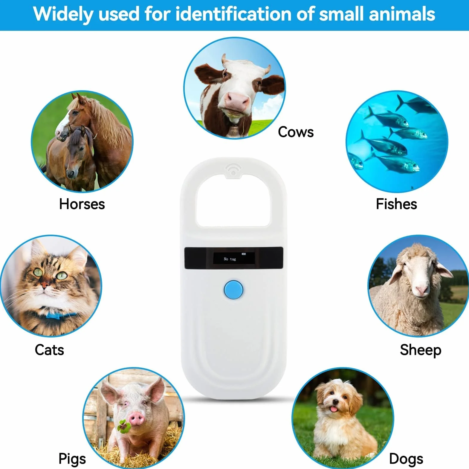 Agatige Lector de la Identificación del Microchip de Animal Doméstico, Exhibición Recargable del Escáner - Sin revestimiento