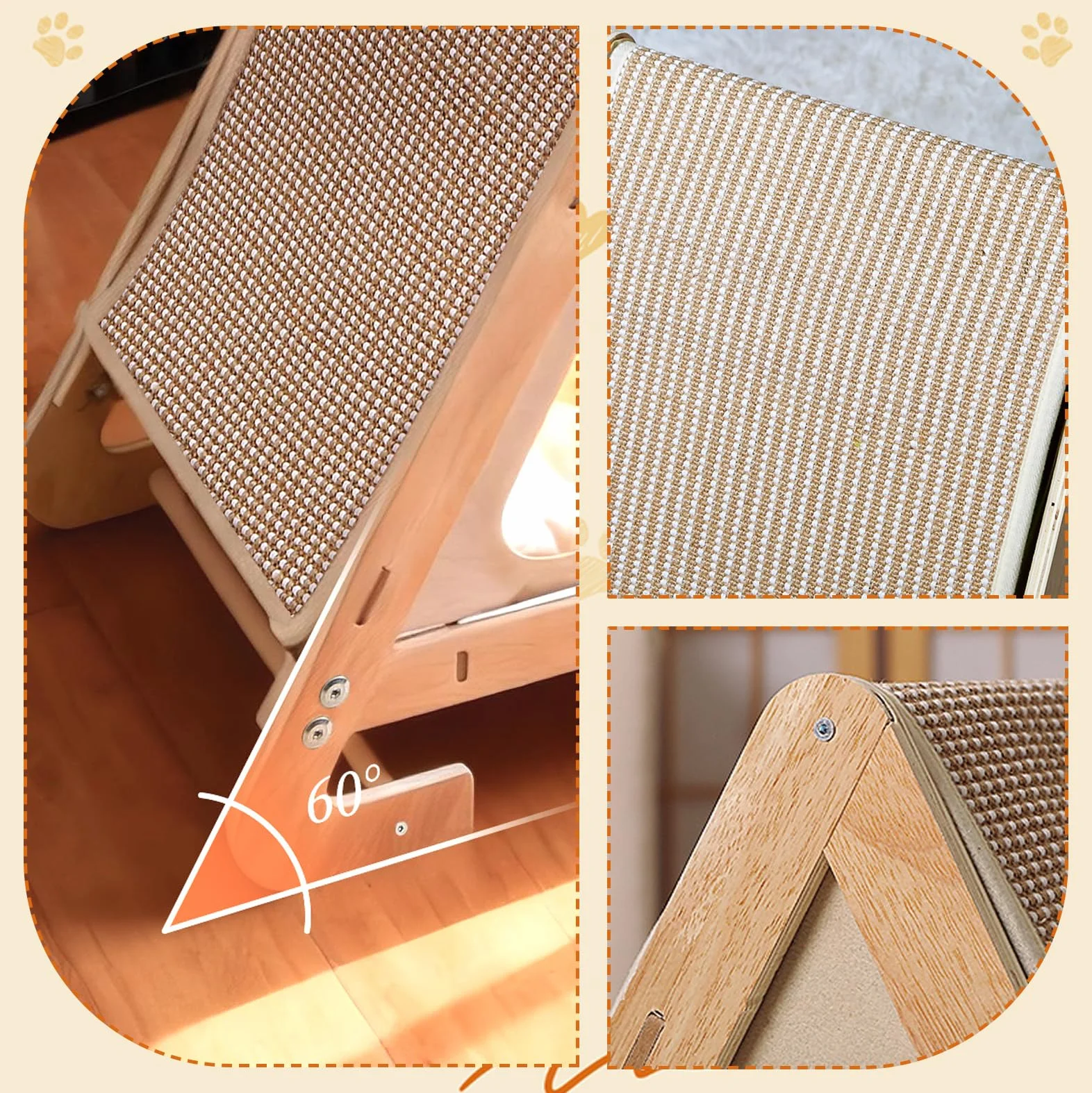 Casa para gatos 2 en 1 con tabla para rascar, tienda de madera para gatos y casa rascadora de sisal, tiendas de campaña para gatos, cueva para gatos para dos gatos, refugio para gatos, caseta para