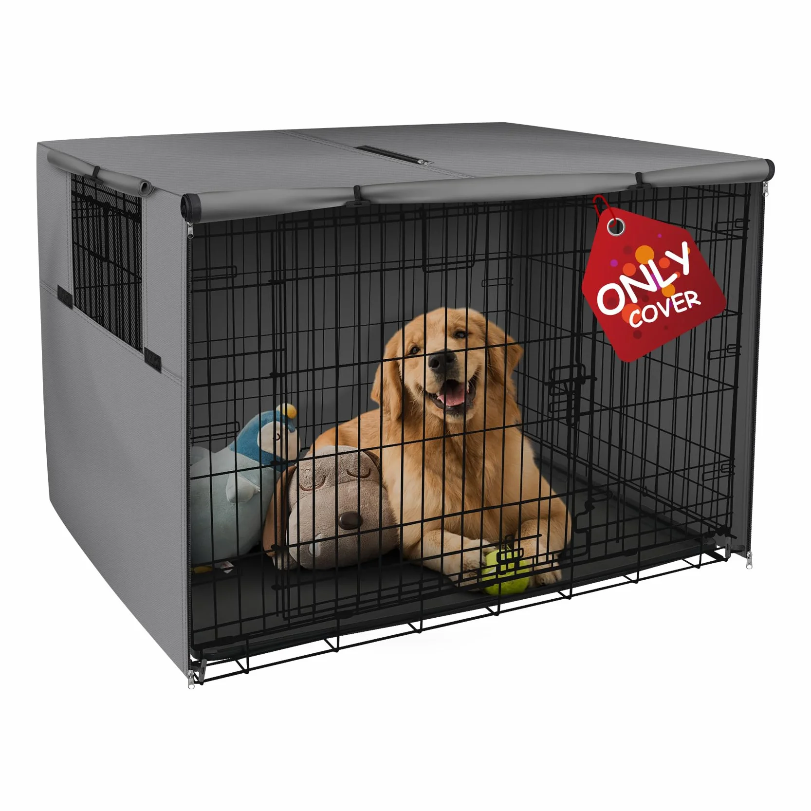 Explore Land Funda Duradera para Jaula de Perro, Funda de poliéster para Perrera, Ajuste Universal para jaulas de Alambre de 24 a 48 Pulgadas (36 Pulgadas (Paquete de 1), Funda Gris)