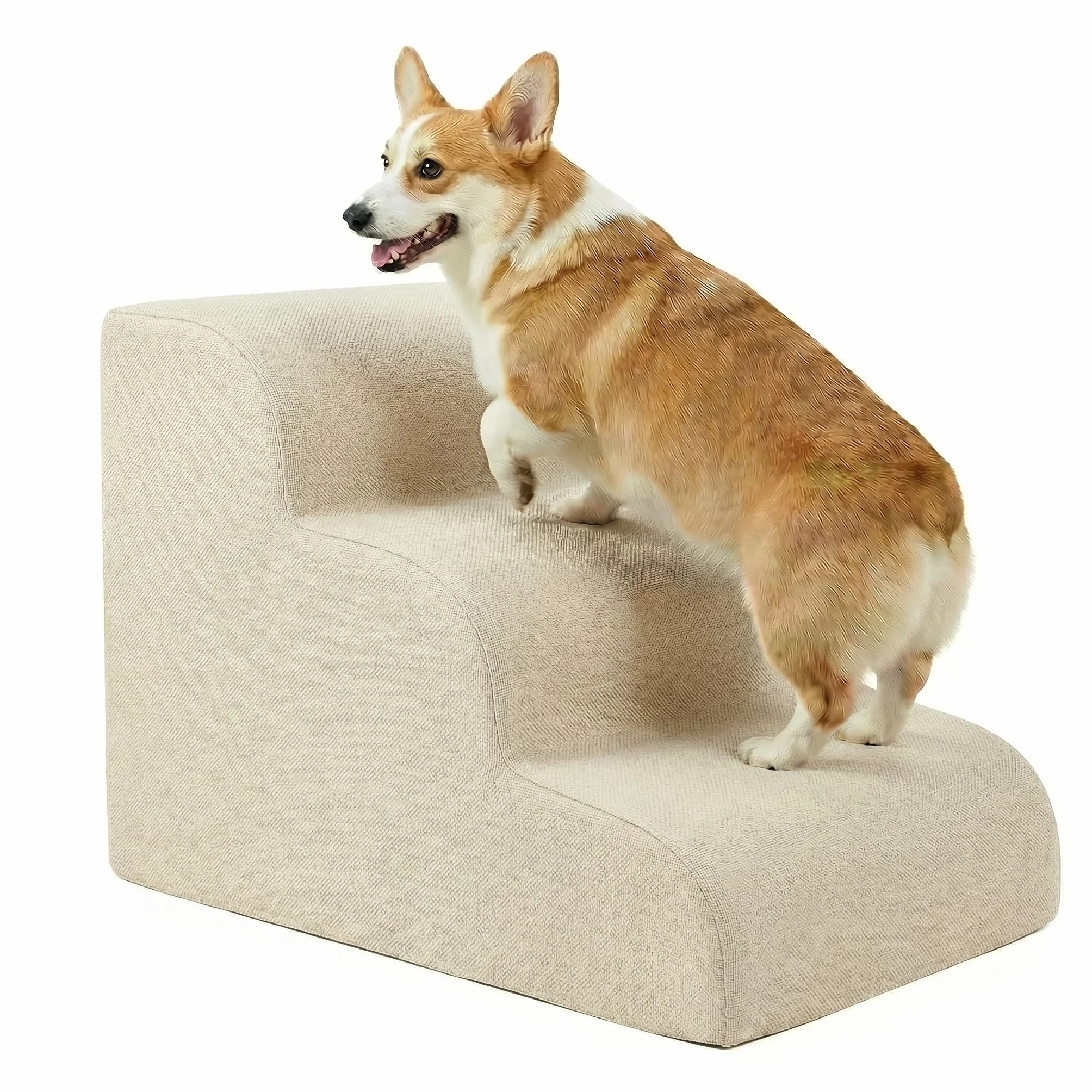 Gimars Escaleras de Espuma 30D de Alta Densidad y Extra Anchas, estables de 3 peldaños para Perros, escaleras para Mascotas de 40 cm de Alto con Cubierta Lavable y Base Antideslizante, rampa portátil