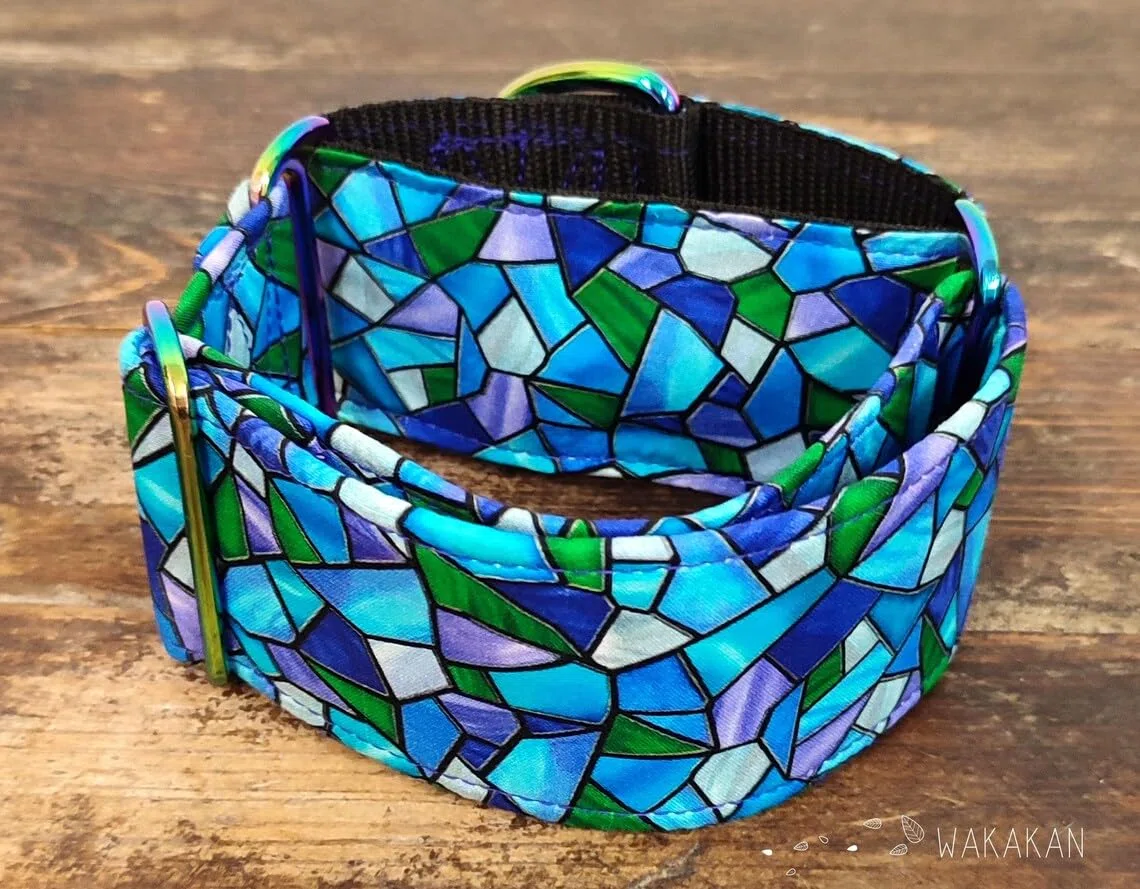 Collar Martingale Para Perro: Stained Glass, Hecho a Mano en España por Wakakán
