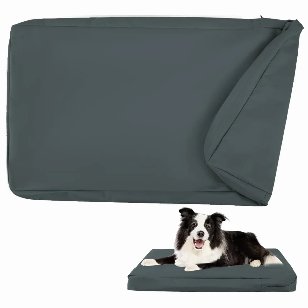 DUJUIKE - Funda Impermeable para Cama de Perro, Funda de Repuesto para Jaula, Funda de Repuesto para Almohadilla, Lavable, extraíble, con Cremallera, Protector de colchón(Gris Oscuro,L(102x69x10cm))