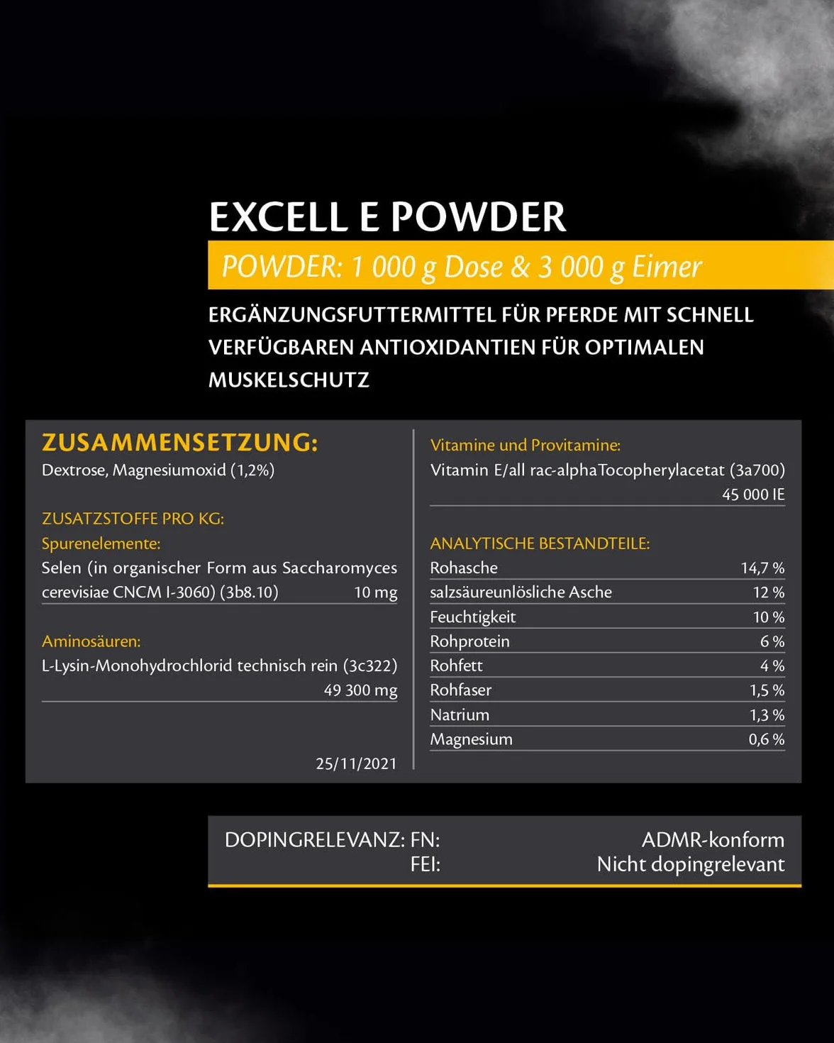 EQUISTRO Excell E | Complemento alimenticio para caballos | Apoyo de la función muscular | Ayuda a aliviar el sobreesfuerzo muscular y la tensión | 3 kg