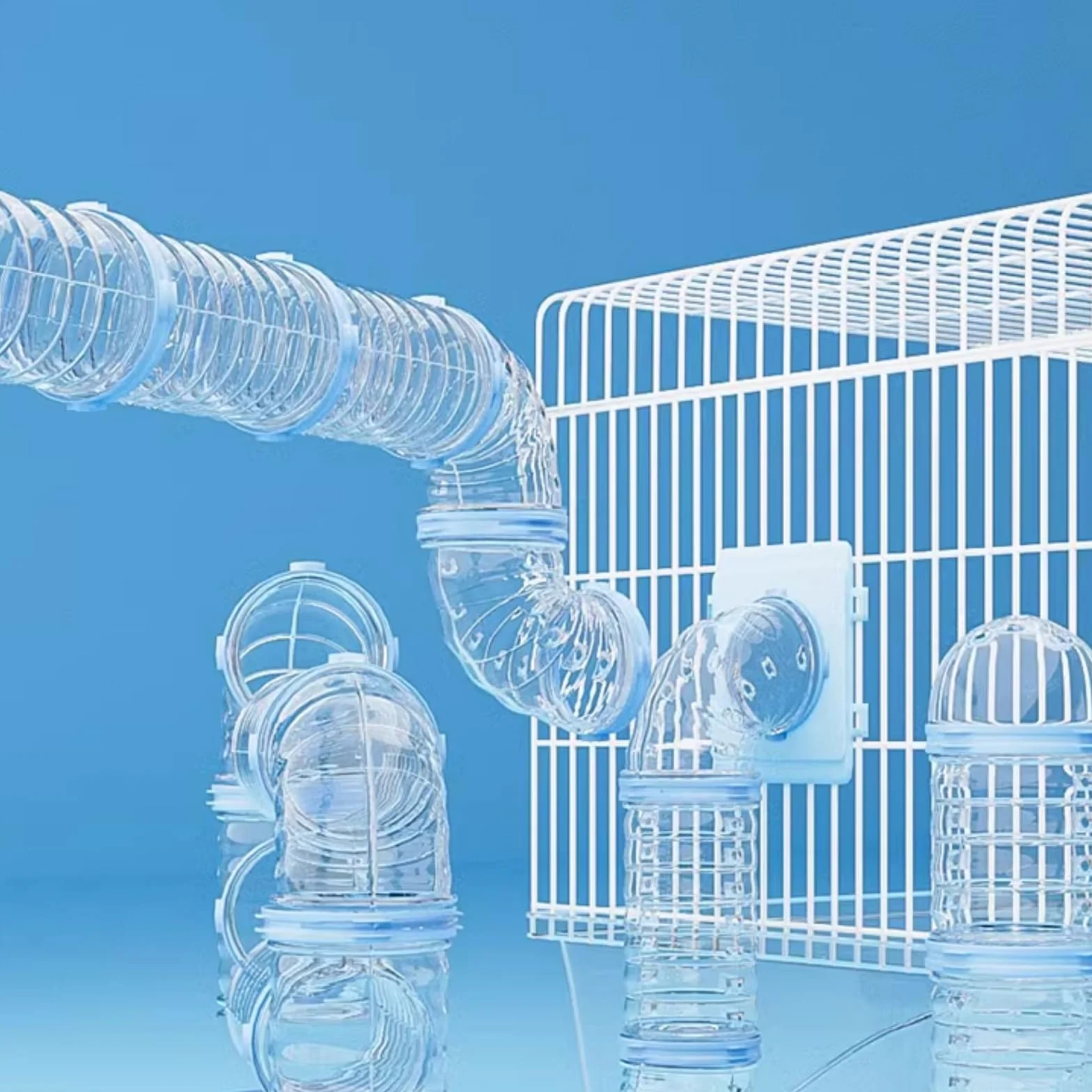 16PCS Tubos de Túnel de Juego para Hámster,Juego de Tubos Hámster,Accesorio Jaula Hámster,Accesorios de Conexión Creativa DIY Transparente, Rueda para Hámster Mascota Ratón Hámster