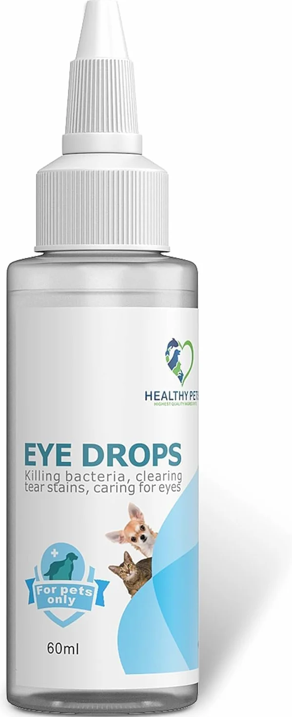 Healthy Pets Gotas para Ojos de Perros y Gatos 60ml - Lavado de Ojos Anti-inflamatorio para Perros y Gatos - Gotas para Infecciones Oculares - Loción Ocular Hidratante