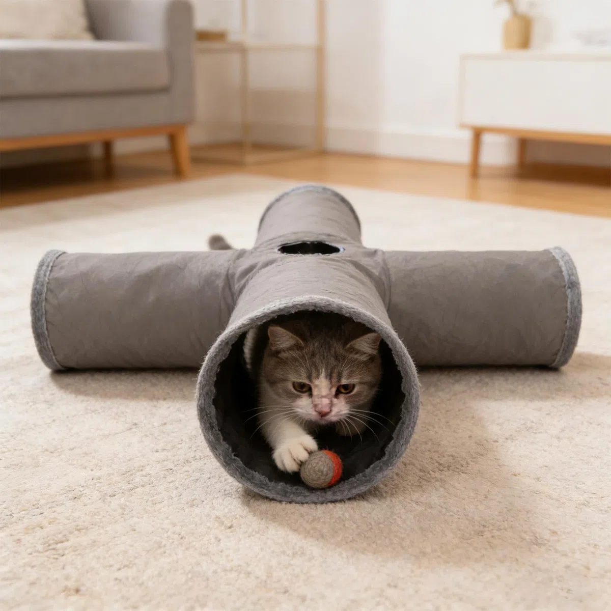 para Gatos de Interior | Laberinto Interactivo Plegable para Zona de Juegos | Tubo de Juegos Flexible para Gatos | para Mascotas en Fiestas de Navidad Cumpleaños y Halloween