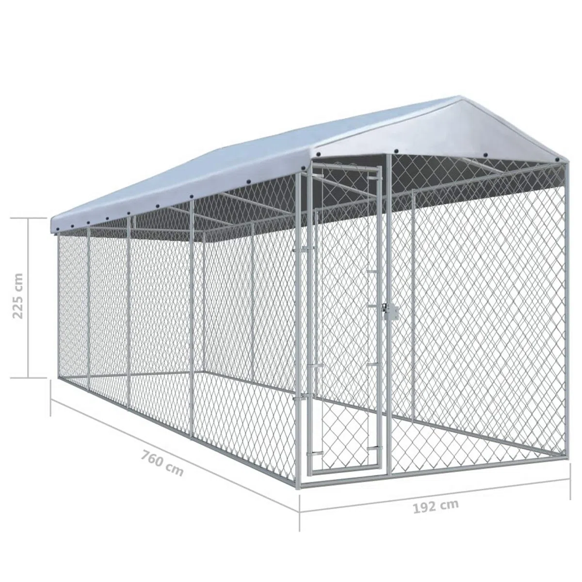 Festnjght Perrera de Exterior con Toldo Jaula para Perros Mascotas de Galvanizado con Cerradura para Jardín Patio 760x190x225 cm Plata