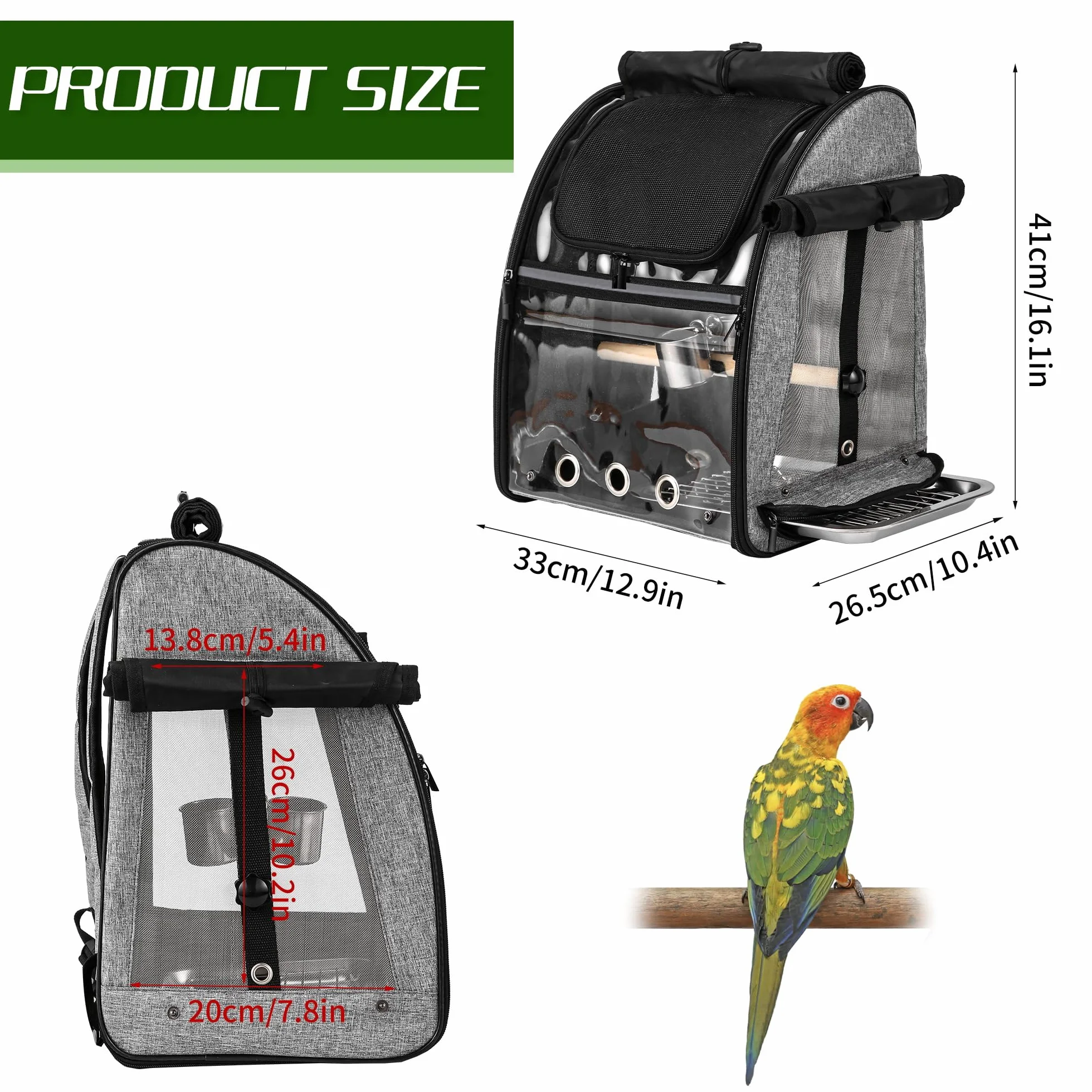 Bolsa transportadora para pájaros con malla de acero inoxidable indestructible, jaula de viaje para pájaros con soporte, mochila fácil de limpiar para loros, bolsa de viaje portátil para