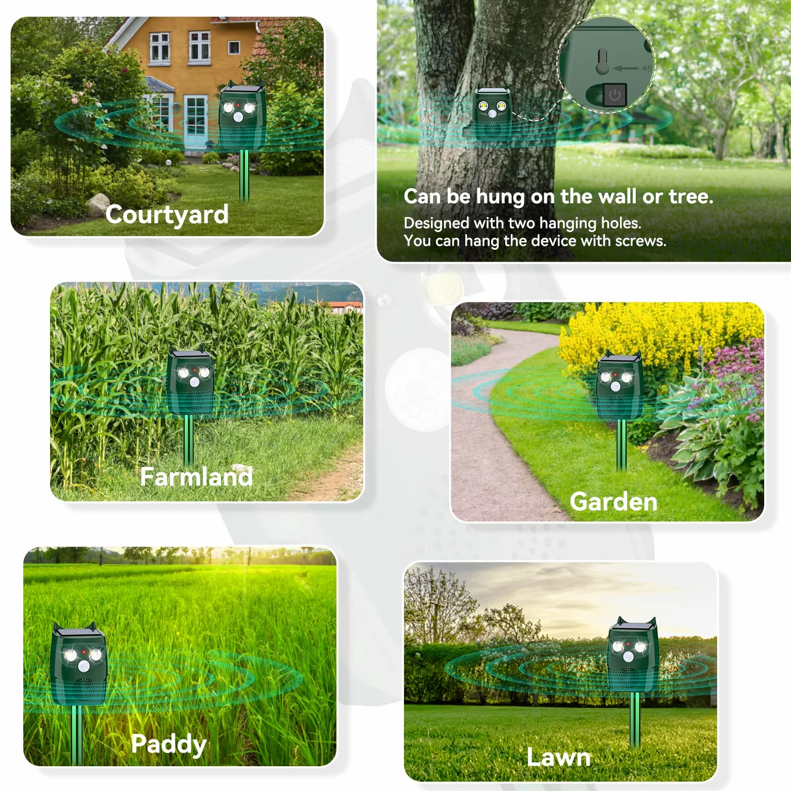 Repelente para Gatos, Ahuyentadores de Gatos Exterior Multifuncionales, Repelente GatosJardin Exterior, Solar Ultrasonido RepelenteparaGatoscon Sensores Infrarrojos y Flash LED y Sonidos de Alarma