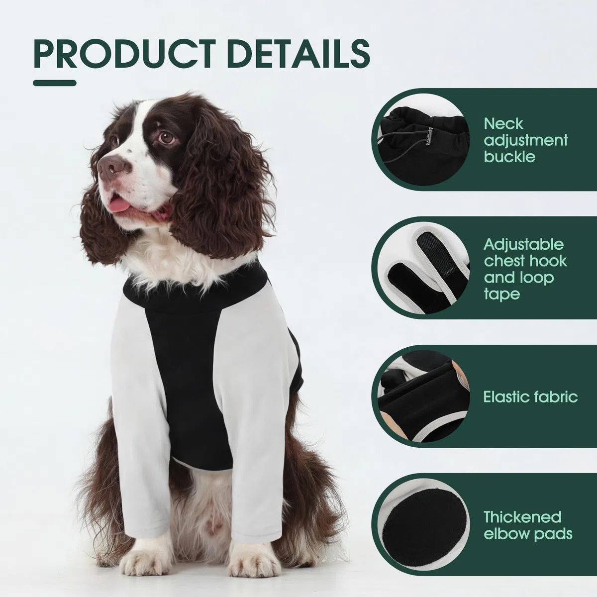 Kuoser Protector de heridas en la pata del perro, traje corporal para dejar de lamer después de la cirugía, chaleco quirúrgico para perros con acolchado de algodón para protector de heridas en la pata