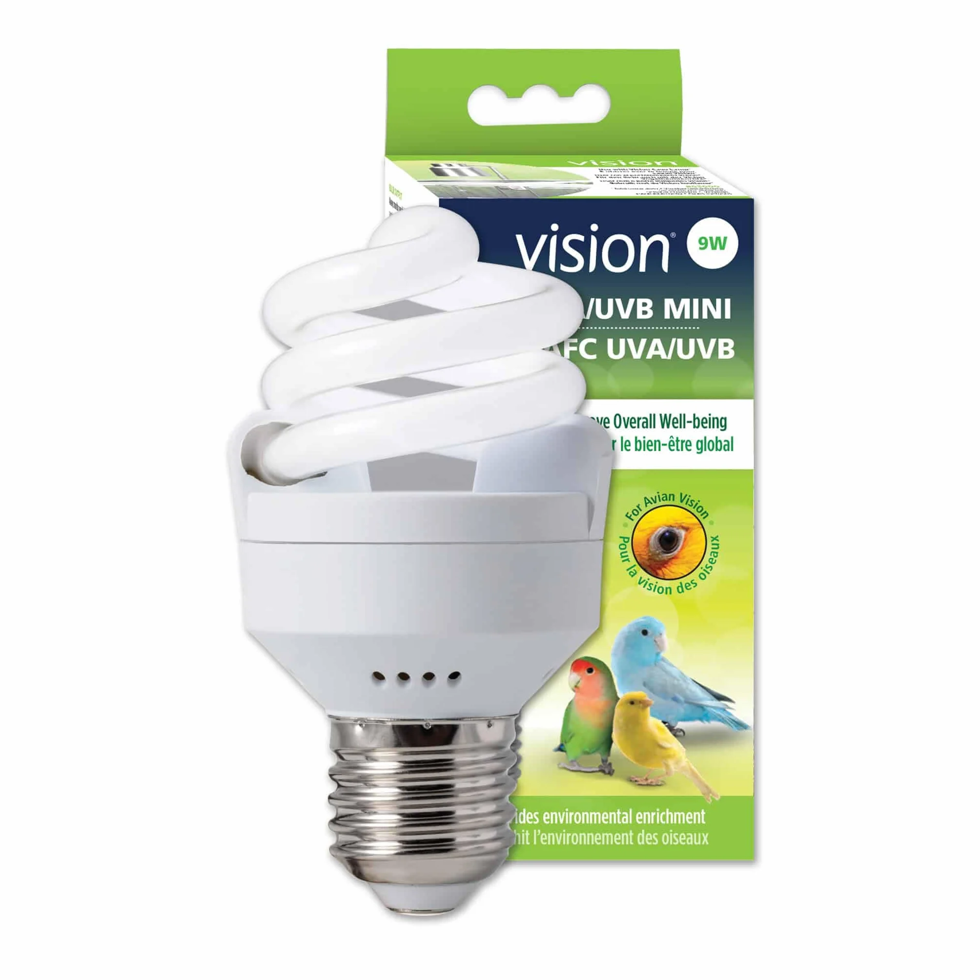 Lámparas compactas Fluorescente para pájaros UVA/UVB Mini Hari Vision, 9W