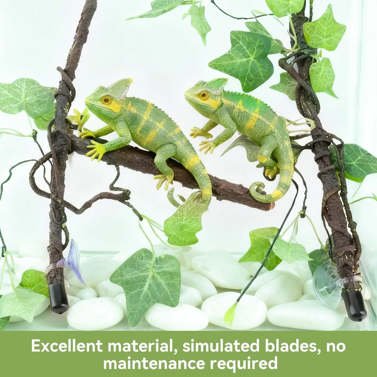Decoración De Ramas De Reptil, Decoración De Plantas para Terrarios Rama De Esquina 2 Piezas De Enredaderas Rama De Esquina Guirnalda De Plantas con Ventosa para Anfibios, Lagartos, Serpientes