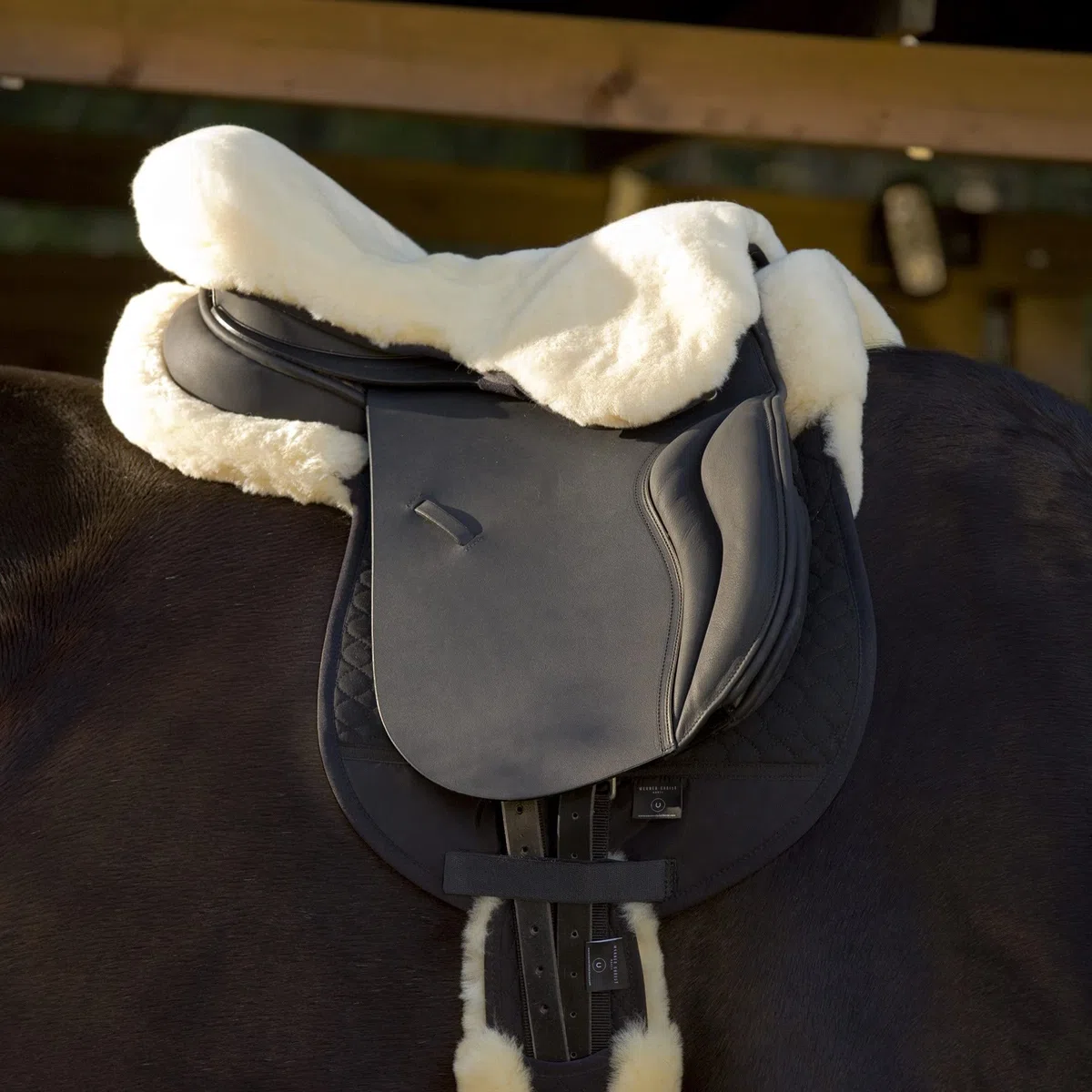 CHRIST Revestimiento de Borrego Natural para Silla Inglesa Cubierta, Zalea o Funda de Piel de Cordero para Montura Inglesa de Caballo. Tallas: Pura Sangre (15,5“-17,5“) y Poni (14,5“-15,5“)