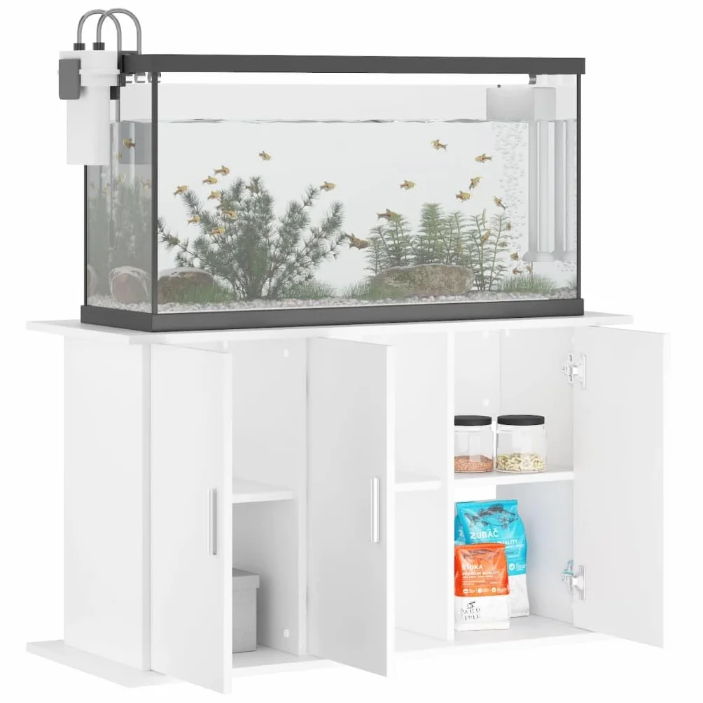 Homgoday Soporte para Acuario, Armario Inferior con 6 Compartimentos, Mesa de Acuario para Soporte Seguro, Color Blanco, 101 x 41 x 58 cm