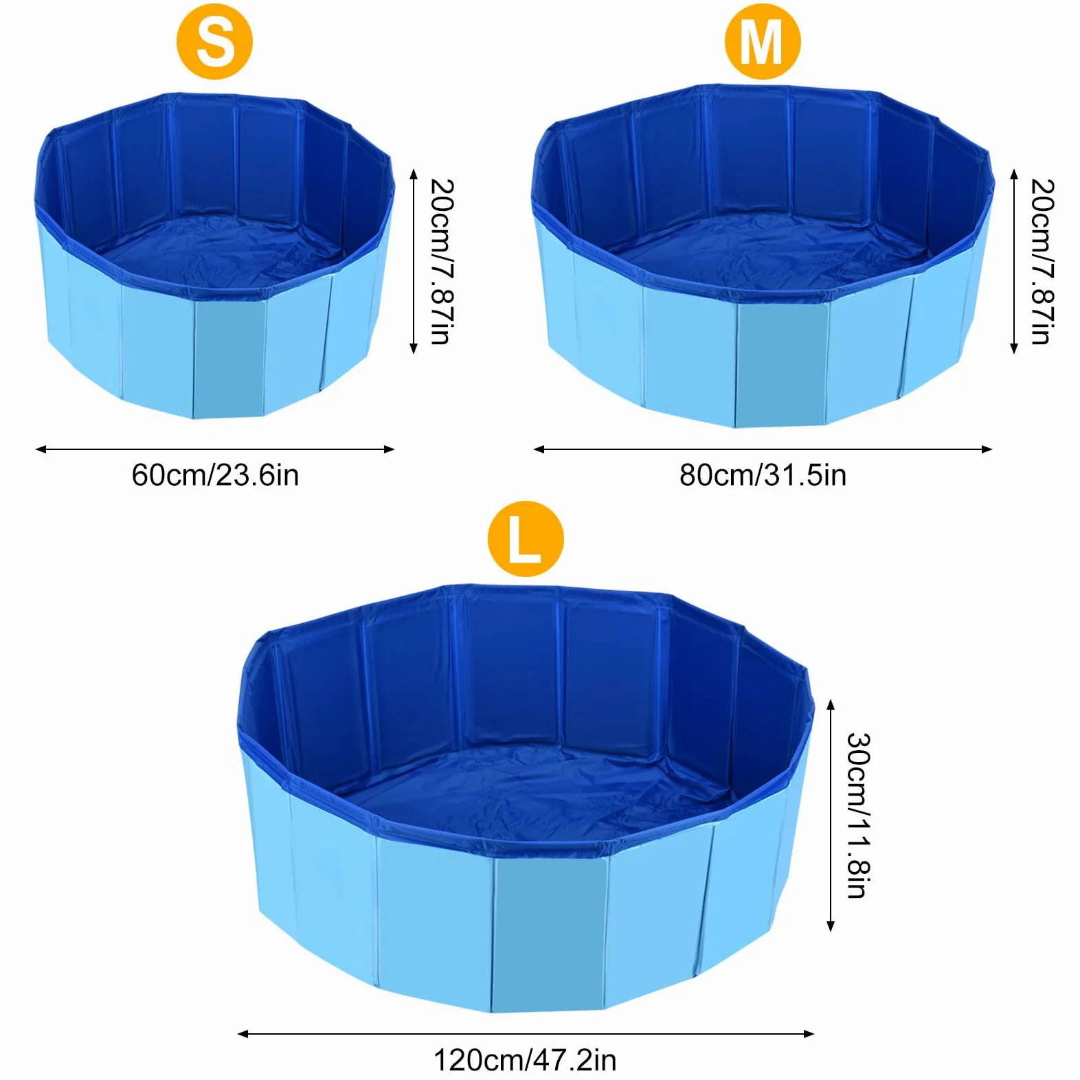 Tina plegable para perros, piscina grande de PVC para mascotas, piscina de juegos para mascotas, piscina antideslizante para el baño de perros en el jardín (80 x 20 cm)