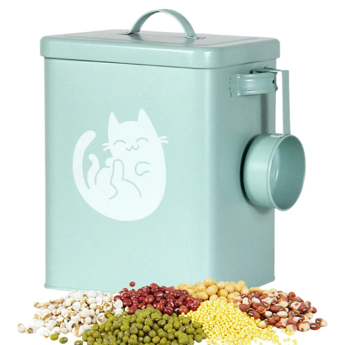 Contenedor de alimentos para mascotas, 6 litros, hermético, con cuchara y dispensador de golosinas, protección contra la humedad para el hogar, cocina, garaje, granja