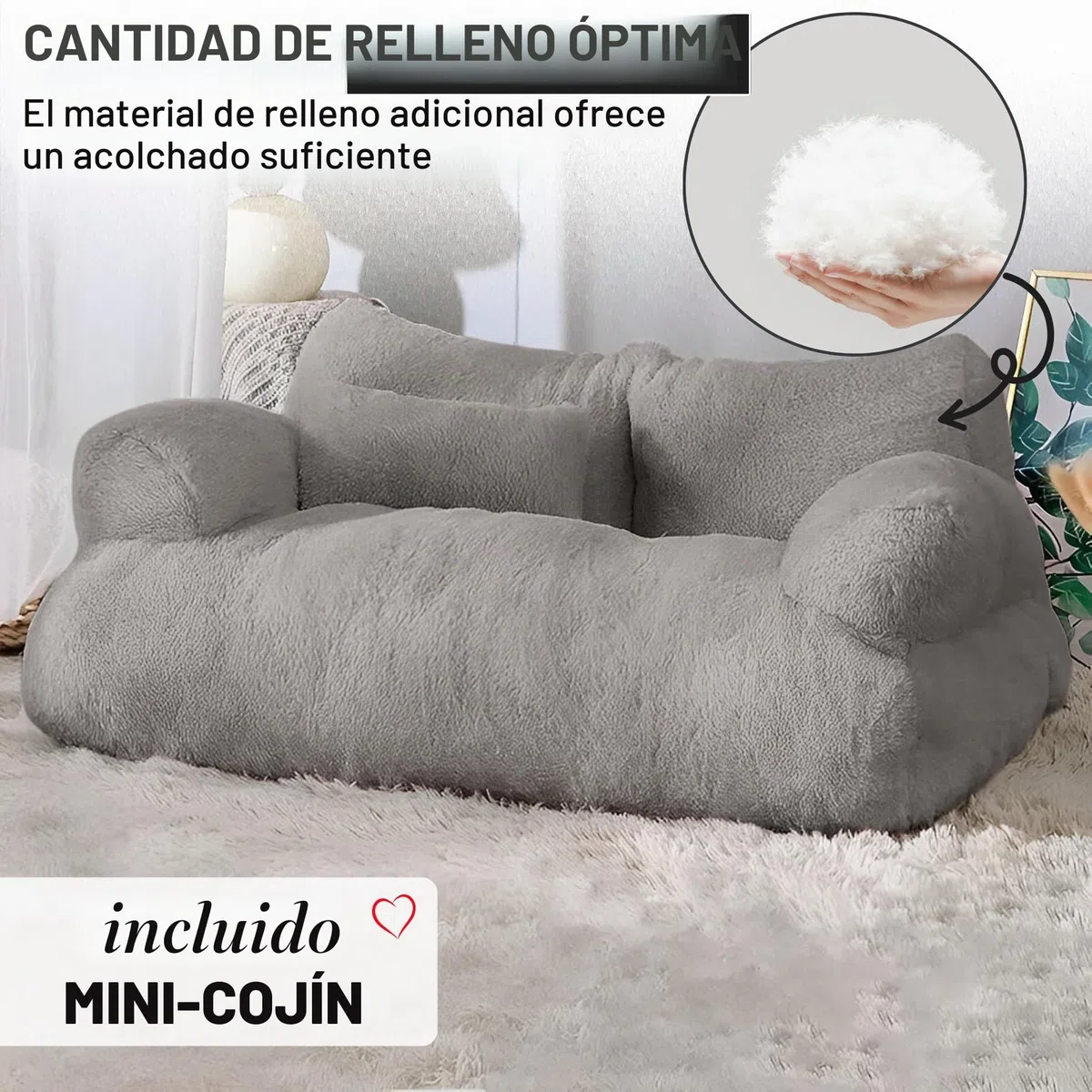 Simba - Sofá para gatos y perros en gris, incluye minicojín, 70 x 48 cm, cama para gatos, perros pequeños, mullida, suficientemente forrada, funda extraíble