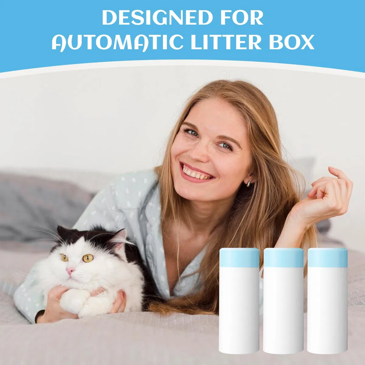 120 bolsas de arena para gatos autolimpiables compatibles con Litter-Robot 3/4, bolsas de arena de repuesto para gatos de alta resistencia con cordón grueso para arena robot 3/4, bolsas de caja de
