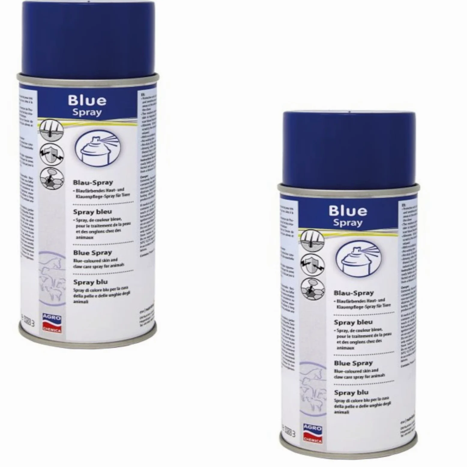 Kerbl Agrochemica Blue Spray | Paquete doble | 2 x 400 ml | Protección y cuidado para zonas sensibles y de la piel en los animales | Para tumbonas en las articulaciones