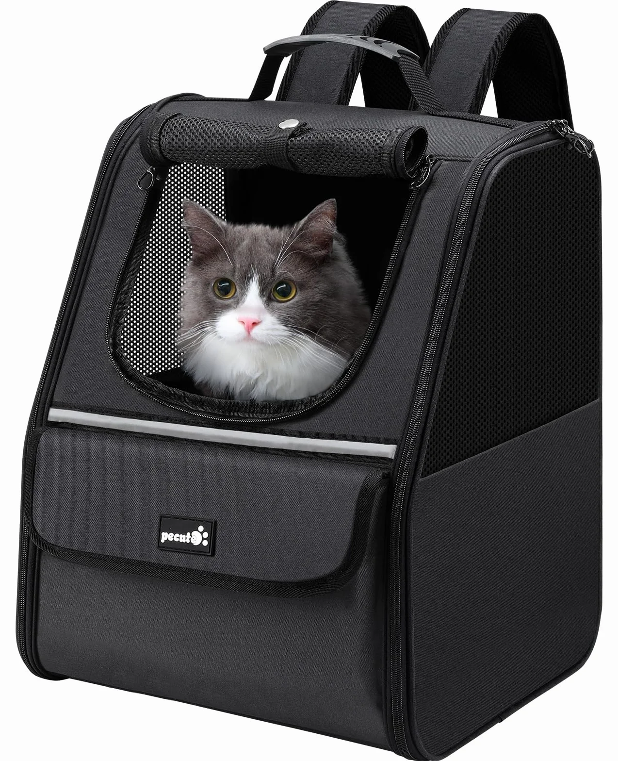 Pecute Mochila Transportadora para Gatos, Mochila Transportadora para Perros Pequeños, Bolso Transportador para Gatos para Viajes Senderismo Paseos en Bicicleta al Aire Libre