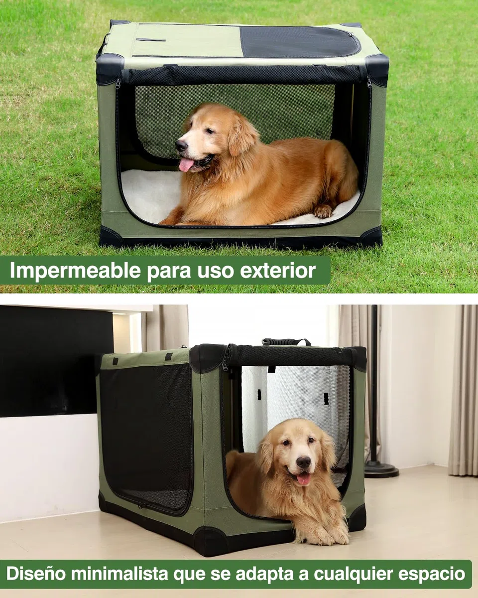 derimkcoa Jaula de viaje plegable para perros de 106 x 78 x 78 cm, jaula de viaje portátil y suave de instalación rápida para perros grandes de hasta 36 kg, caja de viaje plegable de 4 puertas con