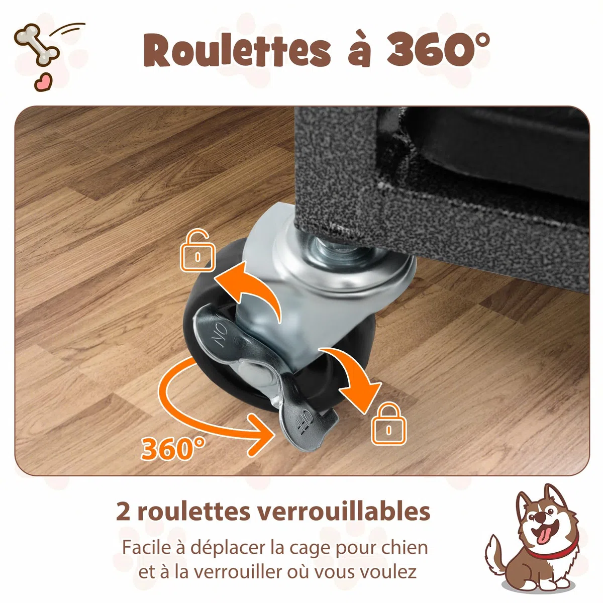 GOPLUS - Jaula para perros plegable de metal con ruedas cerradas, doble puertas cerradas, bandeja extraíble para perros grandes y medianos (48 pulgadas)