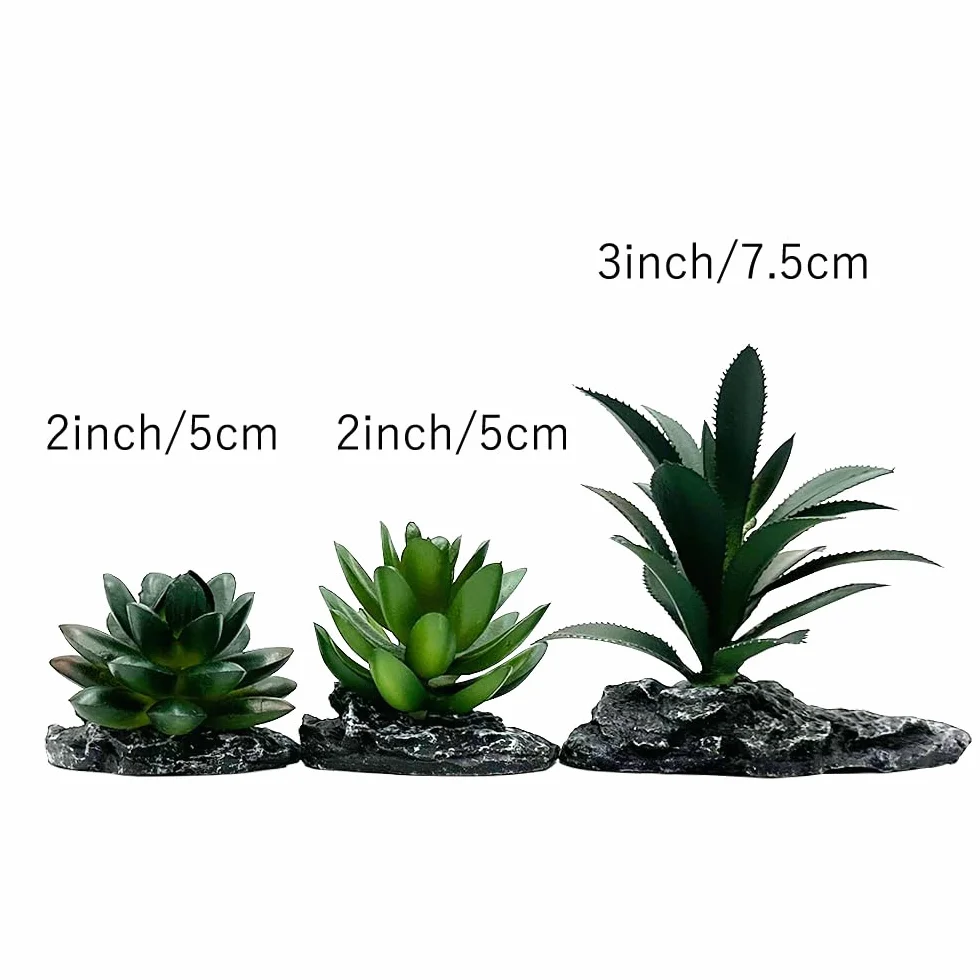 Plantas artificiales para reptiles, decoración de terrario suculentas, desierto, bosques, plantas, lagarto, dragón barbudo, camaleón, geco, serpiente, anfibio, hábitat, escondite, tortuga, accesorios