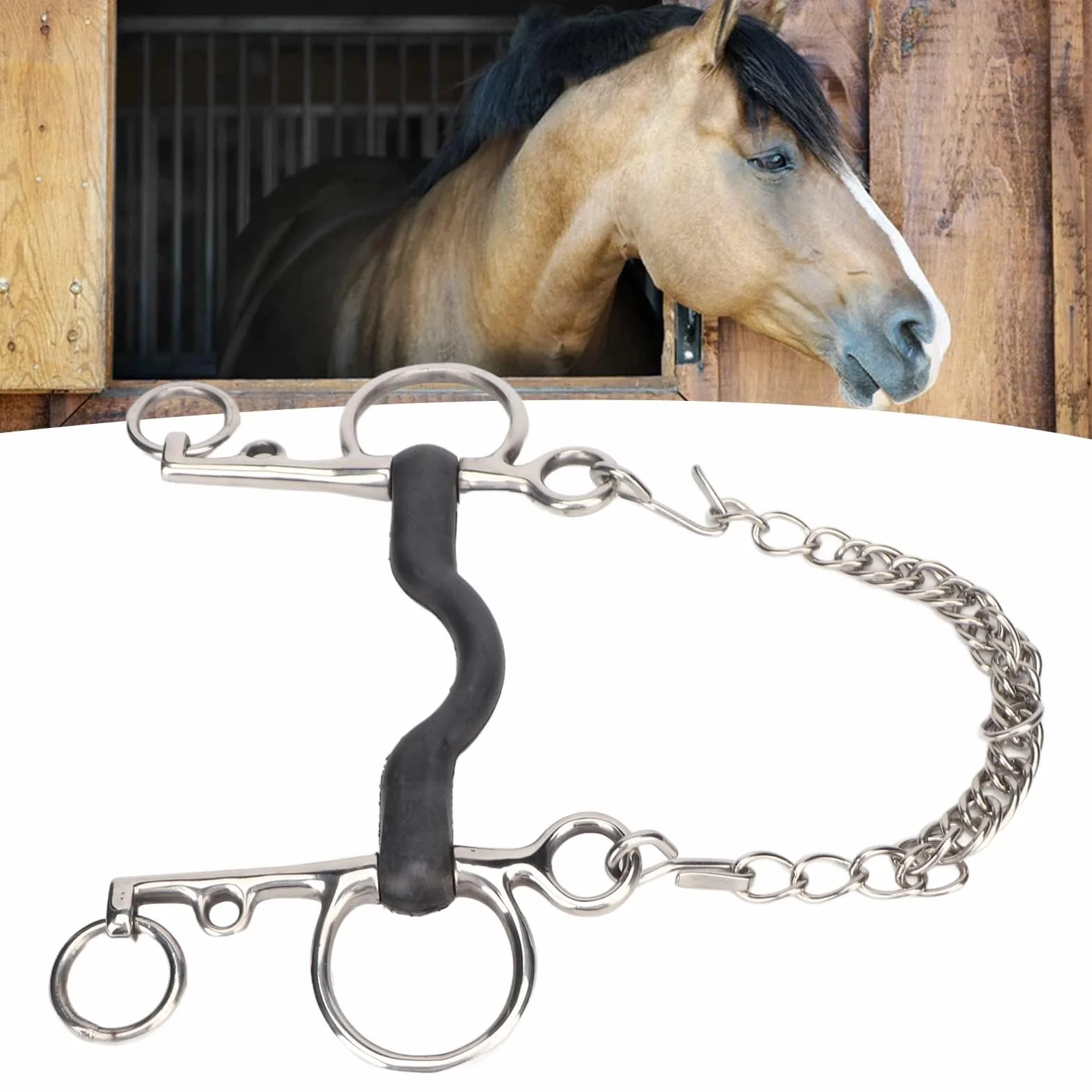Broca para Caballo, Filete para Caballo, Broca para Boca de Acero Inoxidable, Segura, Pulida a Mano, fácil Control para Accesorios de Carreras